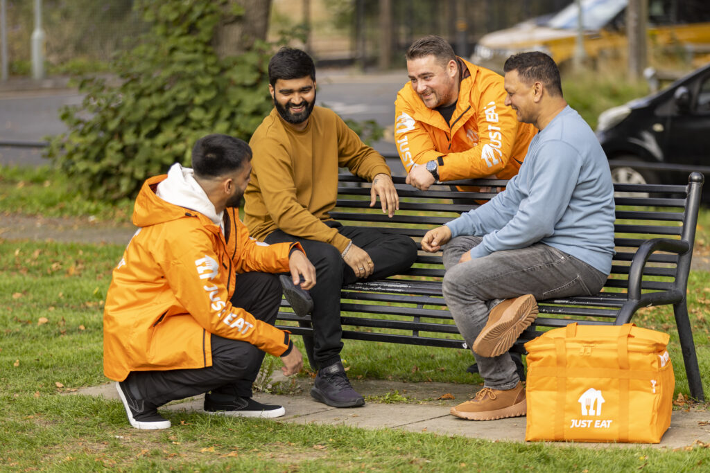 Just Eat couriers hanging out