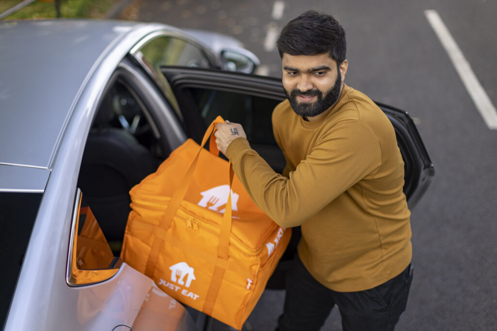 A Just Eat driver delivering