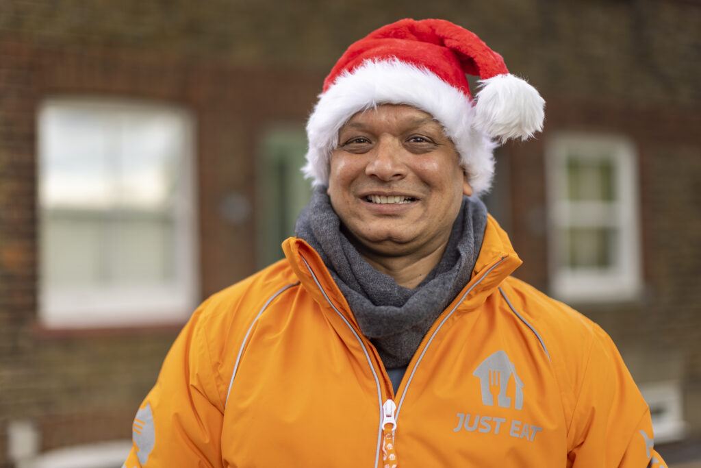 A Just Eat delivery driver at Christmas