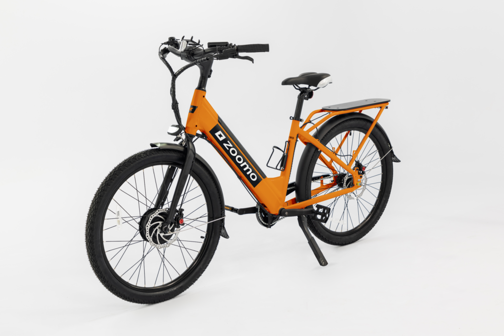 An orange e-bike from Zoomo